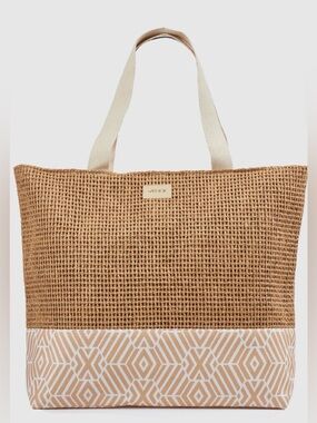 Verde Fashion Straw Canvas Women's Beach Bag NWOT